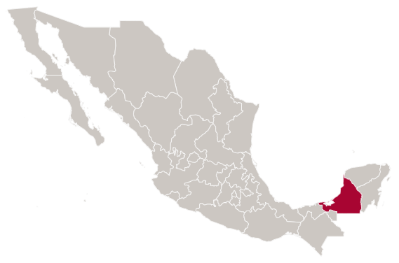 Mapa del Estado de Campeche en la Ruta del Tren Maya
