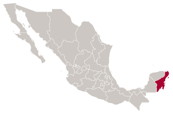 Mapa del Estado de Quintana Roo en la Ruta del Tren Maya