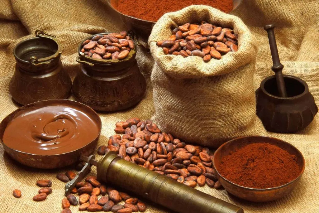 Semillas de Cacao, molido y chocolate